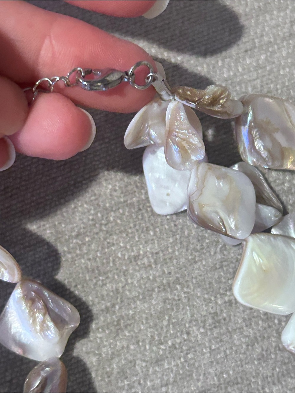 Mother of Pearl Shell Flower Statement Necklace Beach Coastal Boho - Picture 4 of 4